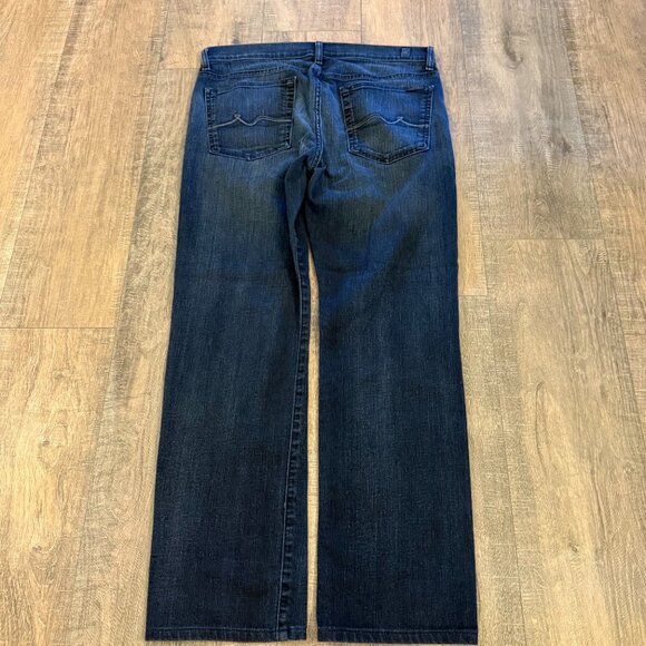 7 For All Mankind Slimmy Jeans Mens 33 Dark Blue Wash - Picture 3 of 8